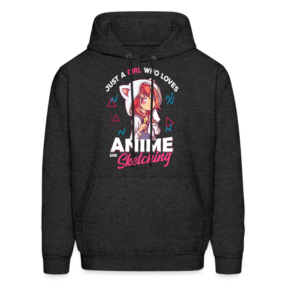 Just A Girl Who Loves Anime and Sketching Anime Lover Unisex Hoodie Sweatshirt - charcoal grey