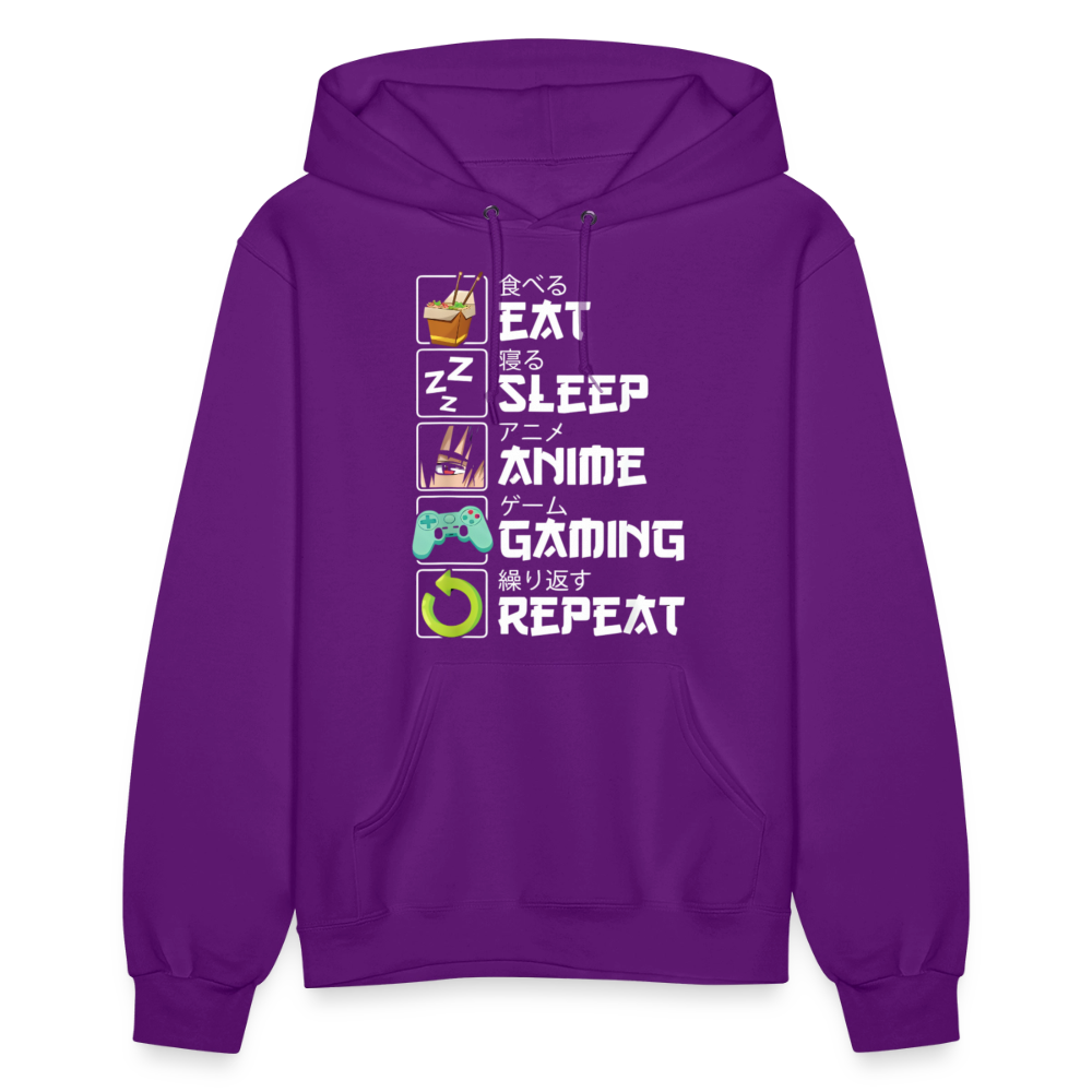 Eat Sleep Anime Gaming Repeat Premium Women's Hoodie Sweatshirt - purple