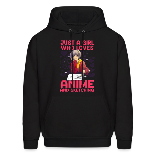 Just A Girl Who Loves Anime and Sketching IV Premium Hoodie Sweatshirt - black
