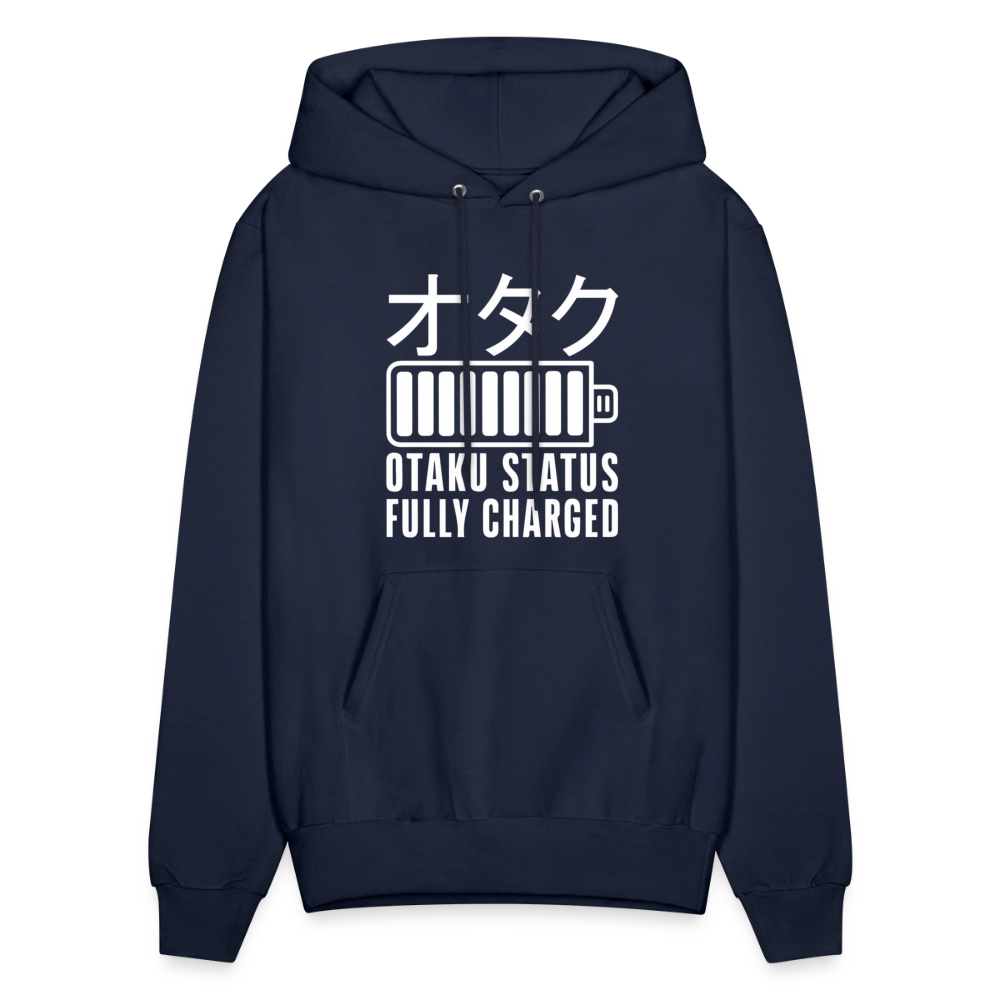 Otaku Status Fully Charged Japanese Anime Premium Unisex Hoodie Sweatshirt - navy