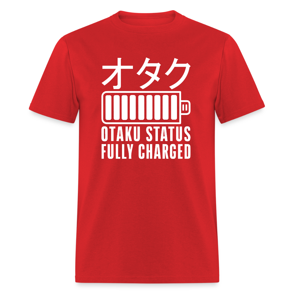 Otaku Status Fully Charged Japanese Anime Premium Unisex T-Shirt - red