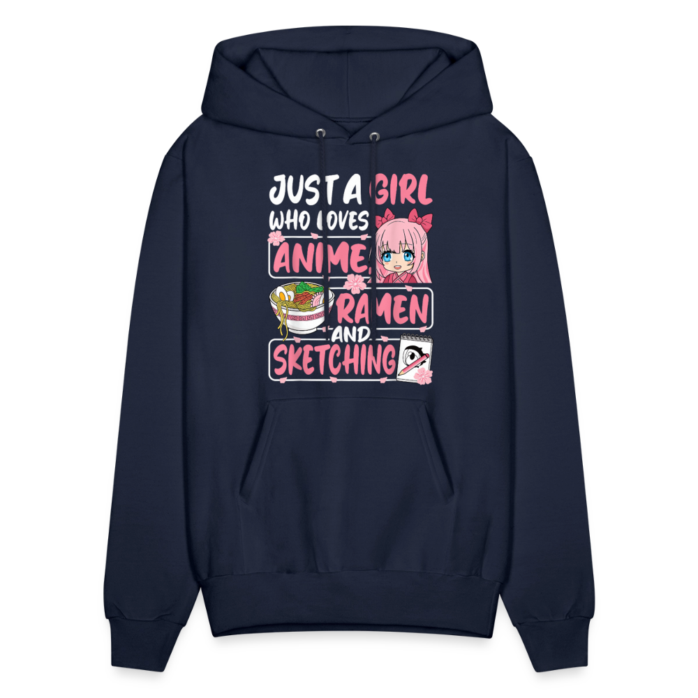 Just A Girl Who Loves Anime, Ramen and Sketching III Premium Hoodie Sweatshirt - navy