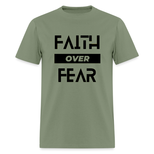 Faith Over Fear Block Christian Unisex T-Shirt - military green