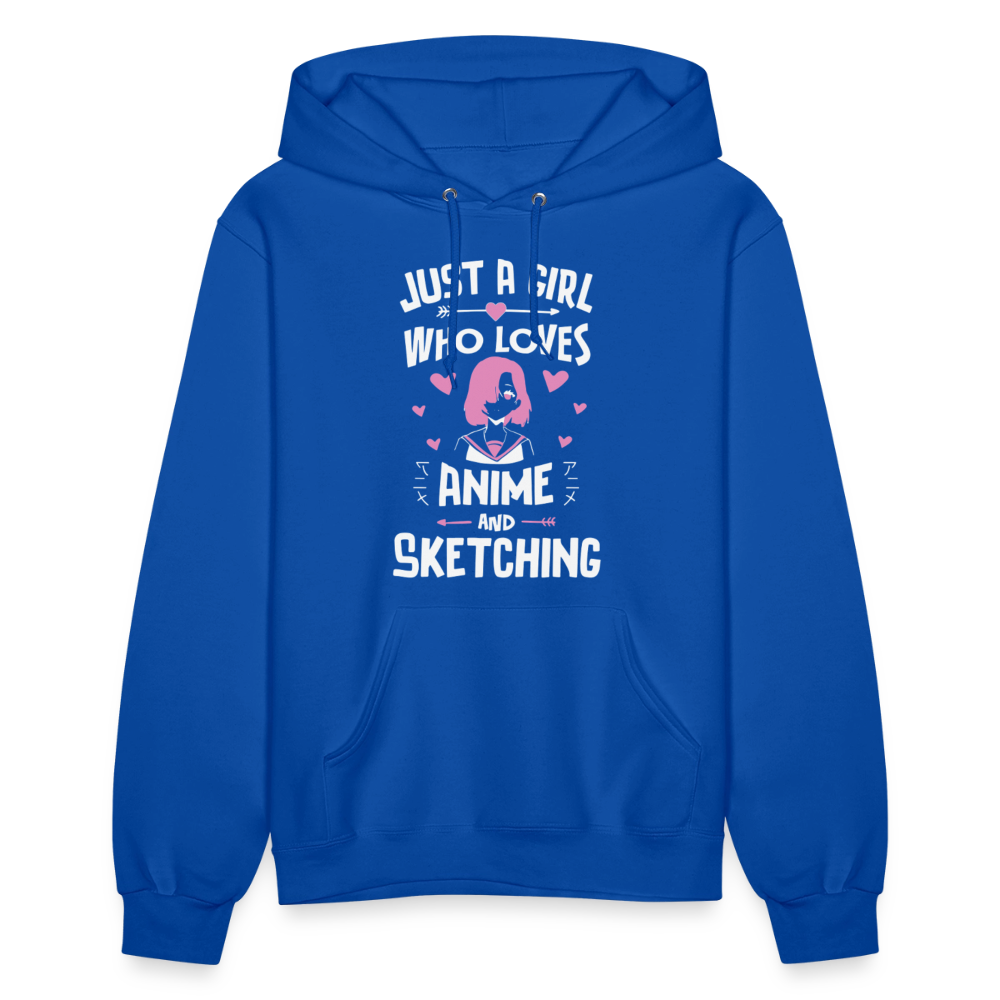 Just A Girl Who Loves Anime and Sketching III Premium Women's Hoodie Sweatshirt - royal blue