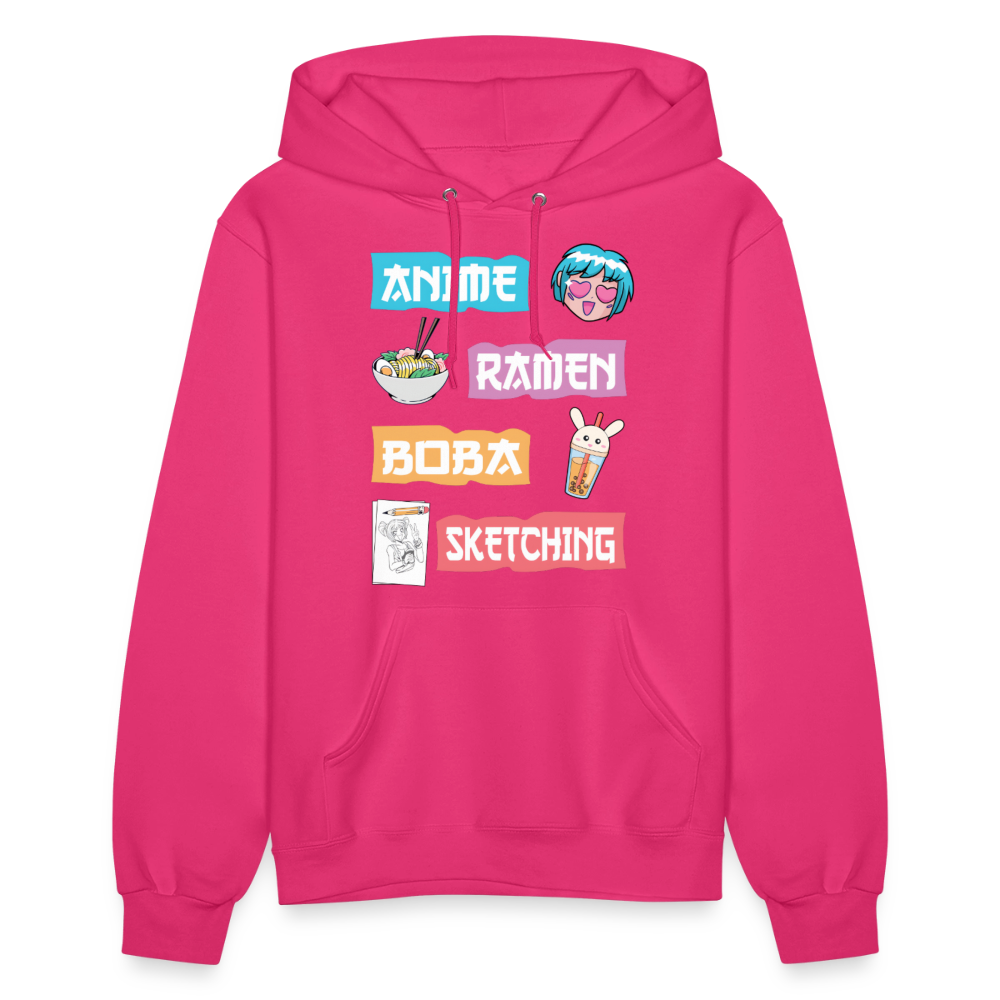 Anime Ramen Boba Sketching Anime Lover Premium Women's Hoodie Sweatshirt - fuchsia