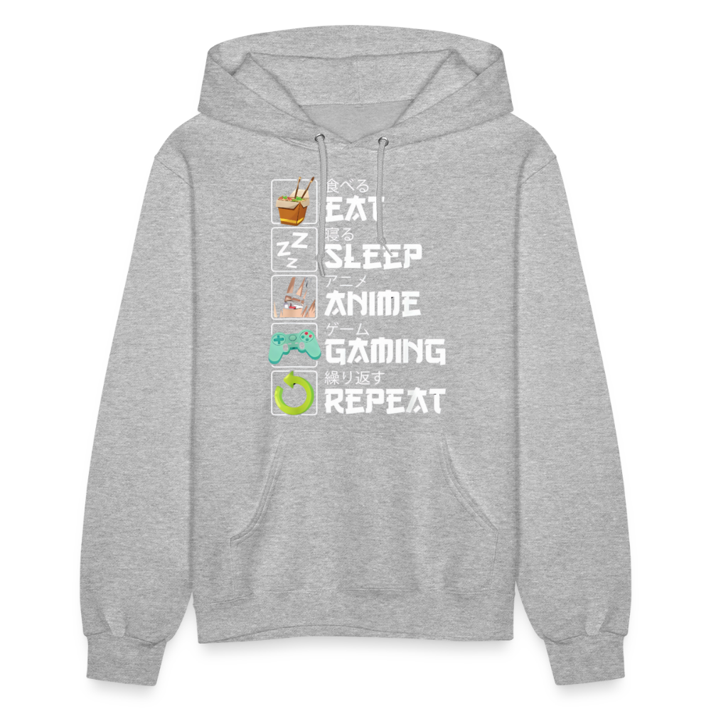 Eat Sleep Anime Gaming Repeat Premium Women's Hoodie Sweatshirt - heather gray