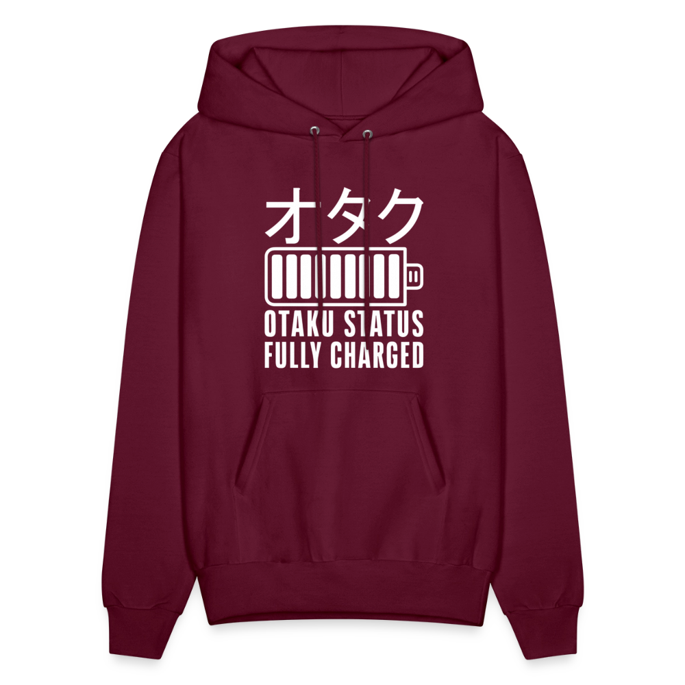 Otaku Status Fully Charged Japanese Anime Premium Unisex Hoodie Sweatshirt - burgundy