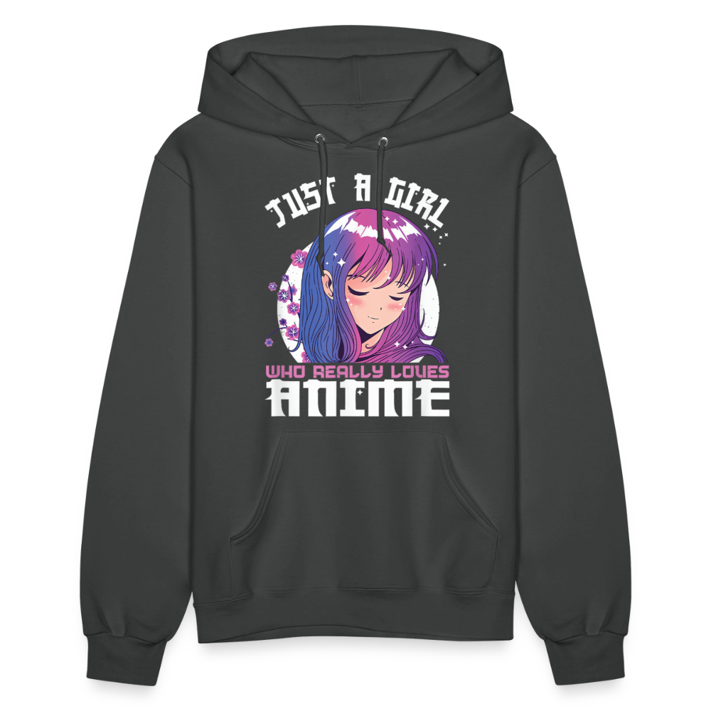 Just A Girl Who Really Loves Anime Premium Women's Hoodie Sweatshirt - asphalt