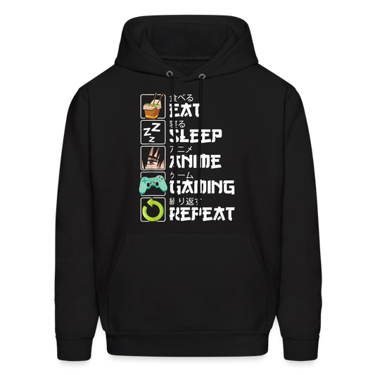 Eat Sleep Anime Gaming Repeat Premium Unisex Hoodie Sweatshirt - black