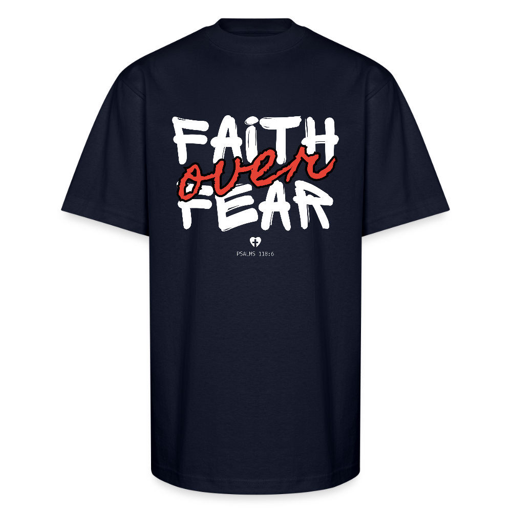 Faith Over Fear Psalms 118:6 Christian Oversized Unisex Heavyweight T-Shirt - navy