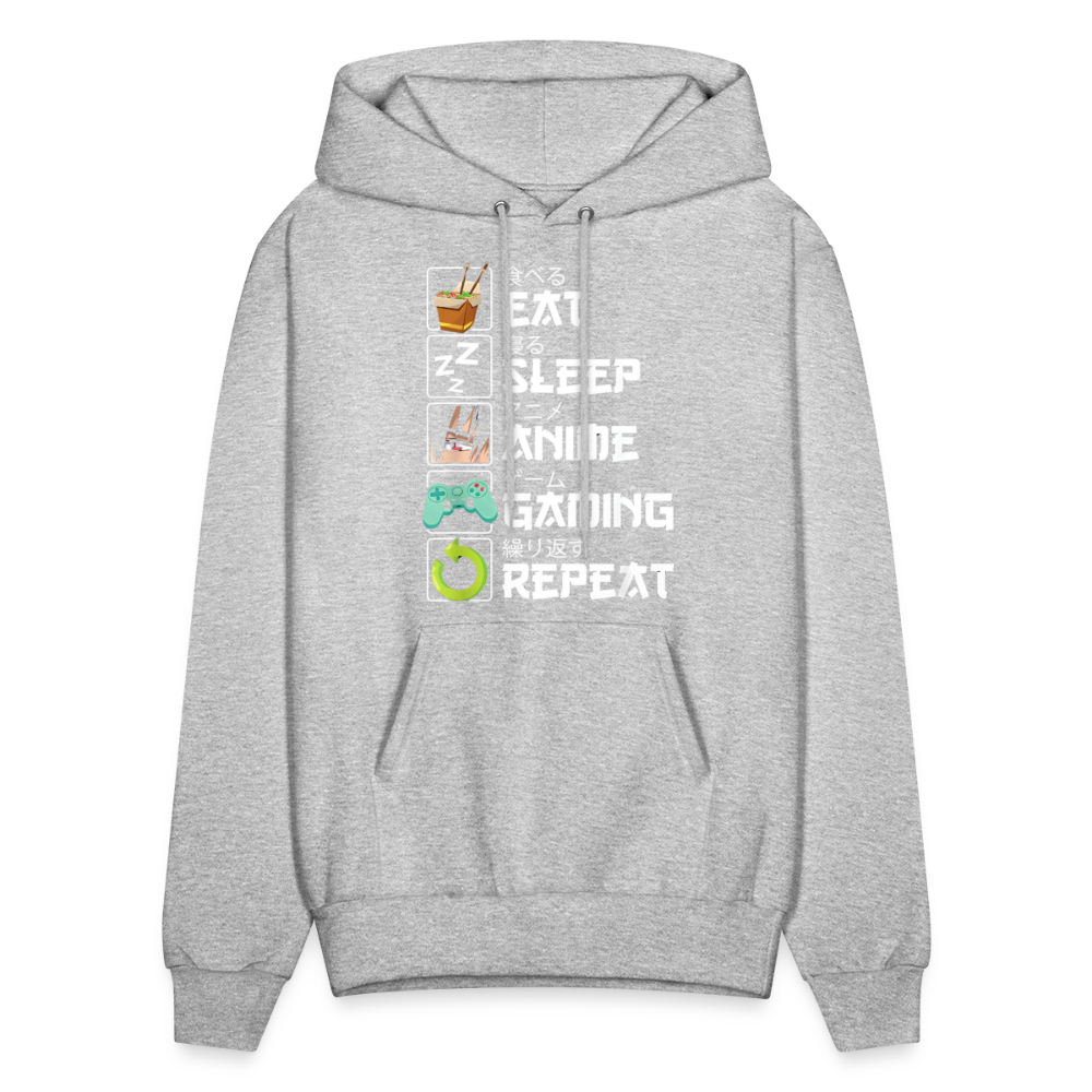 Eat Sleep Anime Gaming Repeat Premium Unisex Hoodie Sweatshirt - heather gray