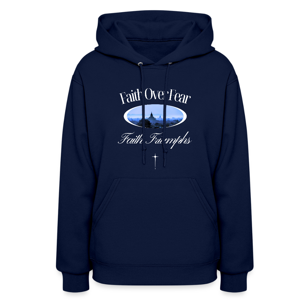 Faith Over Fear Faith Triumphs Christian Women's Hoodie Sweatshirt - navy