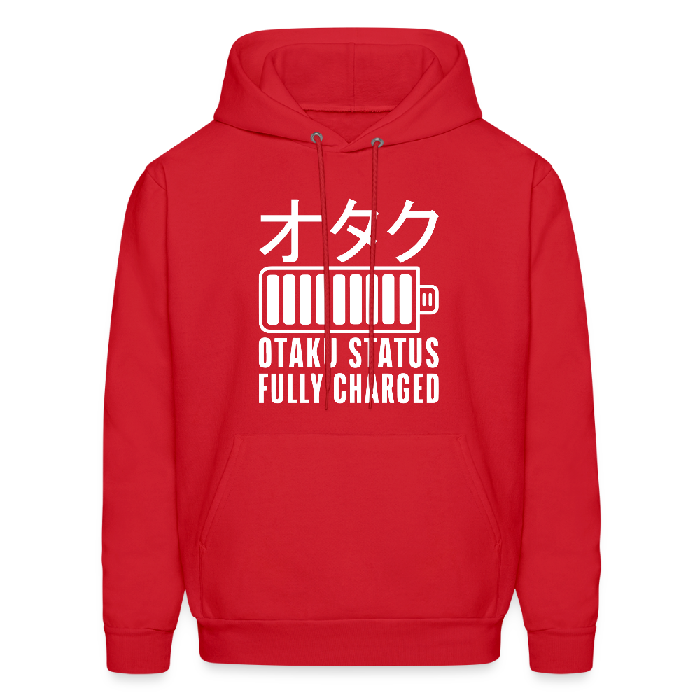 Otaku Status Fully Charged Japanese Anime Premium Unisex Hoodie Sweatshirt - red