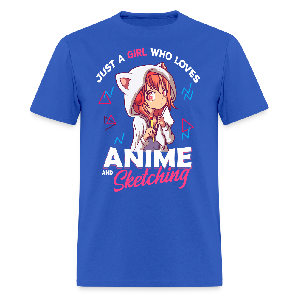 Just A Girl Who Loves Anime and Sketching Premium Unisex T-Shirt - royal blue