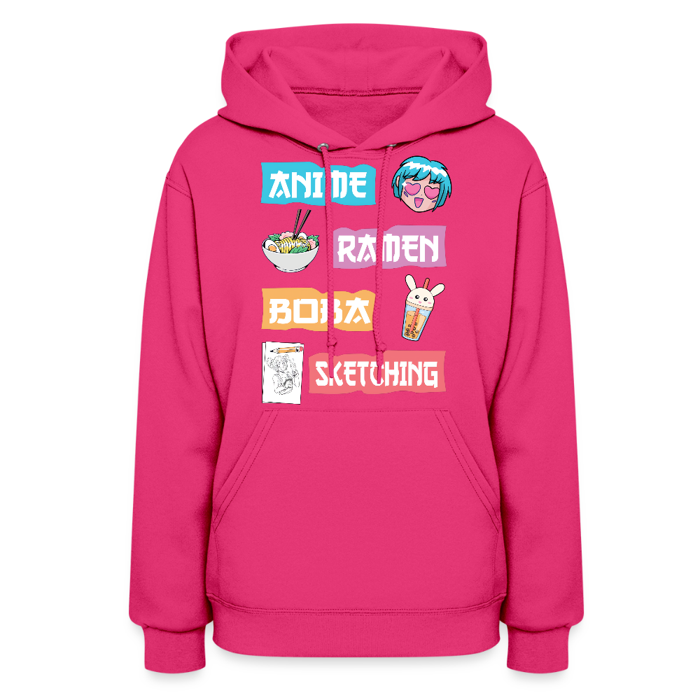 Anime Ramen Boba Sketching Anime Lover Premium Women's Hoodie Sweatshirt - fuchsia