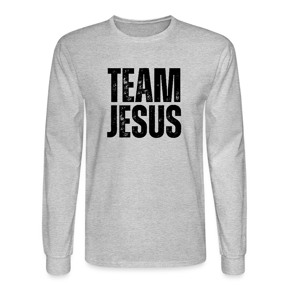 Team Jesus Weathered Print Christian Unisex Long Sleeve T-Shirt - heather gray