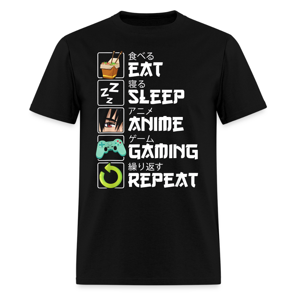 Eat Sleep Anime Gaming Repeat Premium Unisex T-Shirt - black