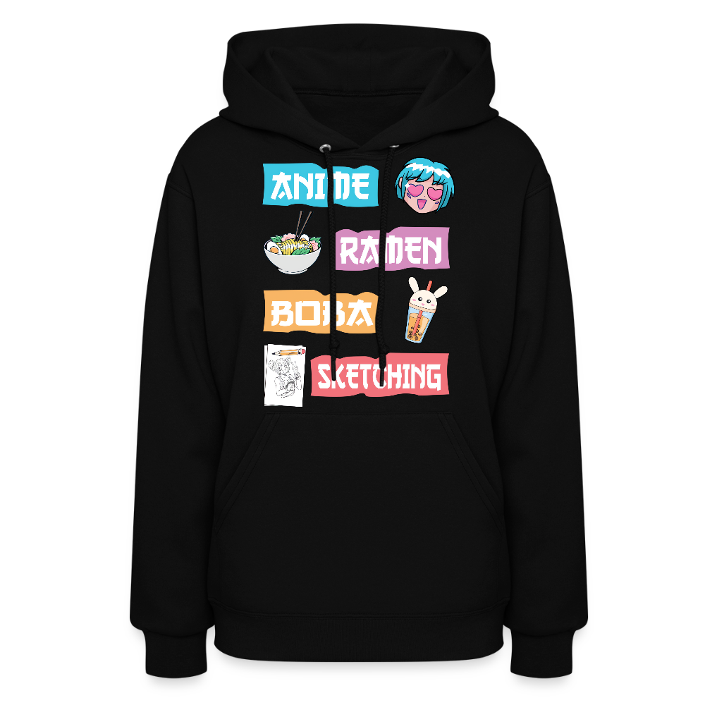 Anime Ramen Boba Sketching Anime Lover Premium Women's Hoodie Sweatshirt - black