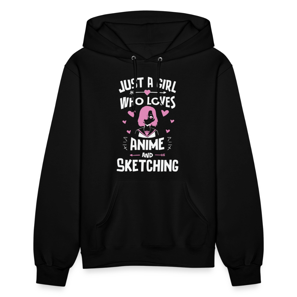 Just A Girl Who Loves Anime and Sketching III Premium Women's Hoodie Sweatshirt - black