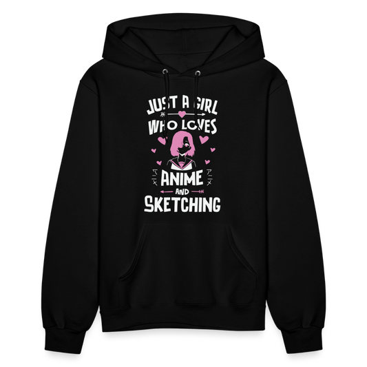 Just A Girl Who Loves Anime and Sketching III Premium Women's Hoodie Sweatshirt - black