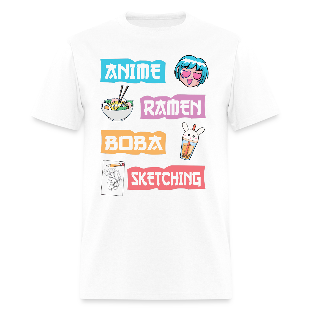 Anime Ramen Boba Sketching Premium Unisex T-Shirt - white