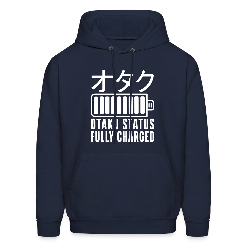 Otaku Status Fully Charged Japanese Anime Premium Unisex Hoodie Sweatshirt - navy