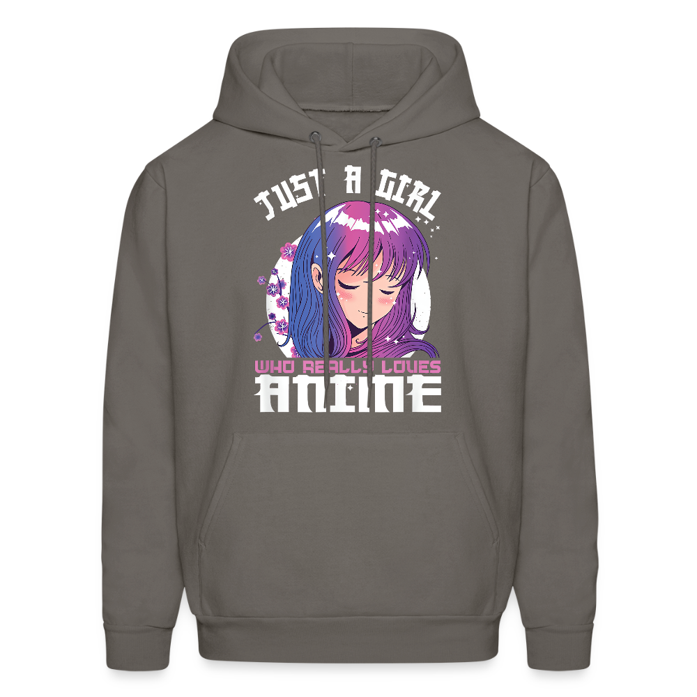 Just A Girl Who Really Loves Anime Unisex Hoodie Sweatshirt - asphalt gray
