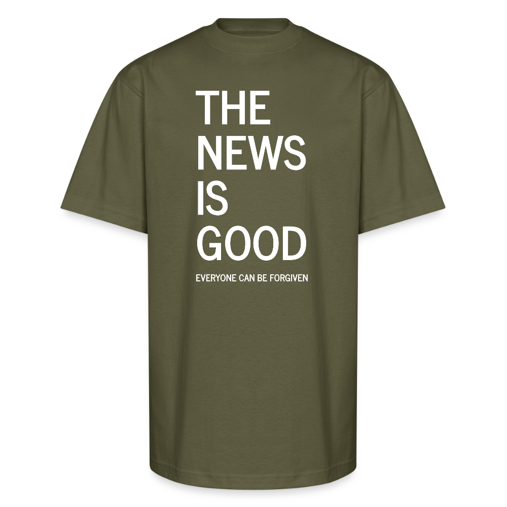The News is Good Oversized Unisex  Heavyweight Christian T-Shirt - classic olive