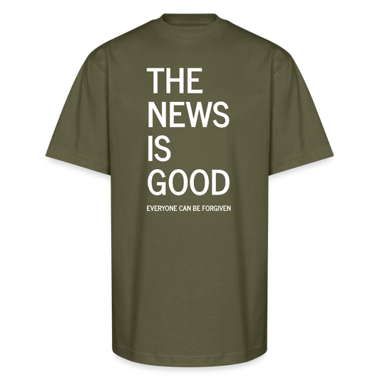 The News is Good Oversized Unisex  Heavyweight Christian T-Shirt - classic olive