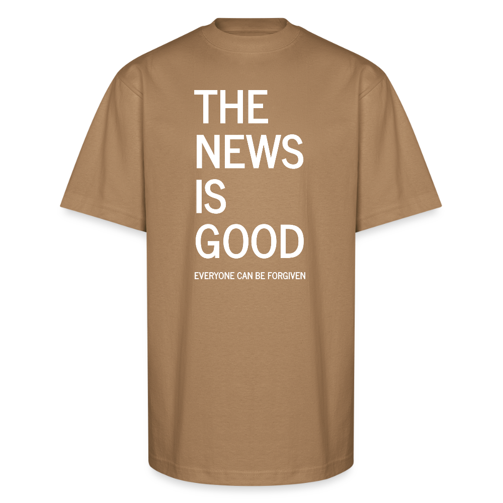 The News is Good Oversized Unisex  Heavyweight Christian T-Shirt - khaki
