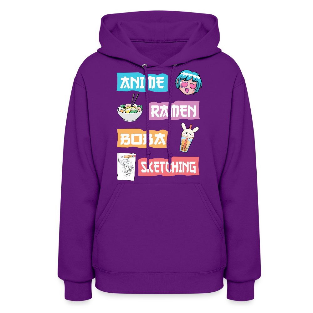 Anime Ramen Boba Sketching Anime Lover Premium Women's Hoodie Sweatshirt - purple