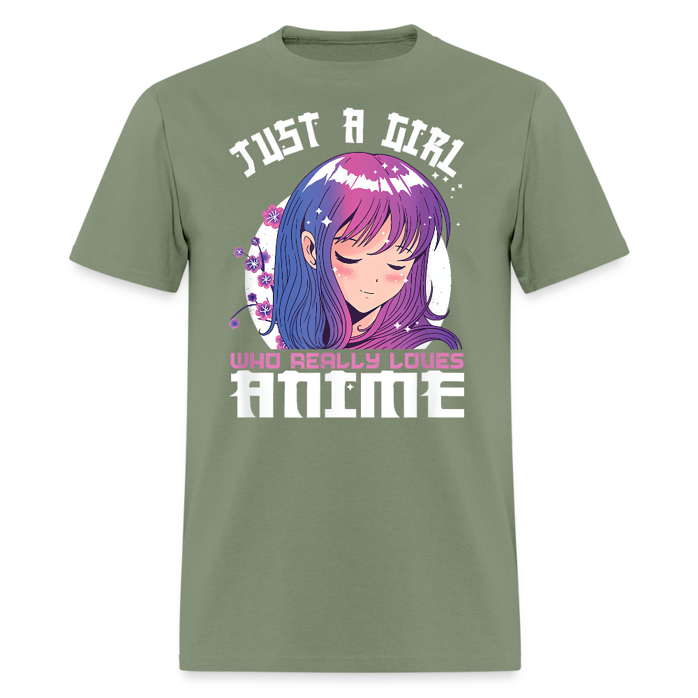 Just A Girl Who Really Loves Anime Premium Unisex T-Shirt - military green