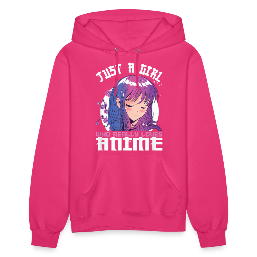 Just A Girl Who Really Loves Anime Premium Women's Hoodie Sweatshirt - fuchsia