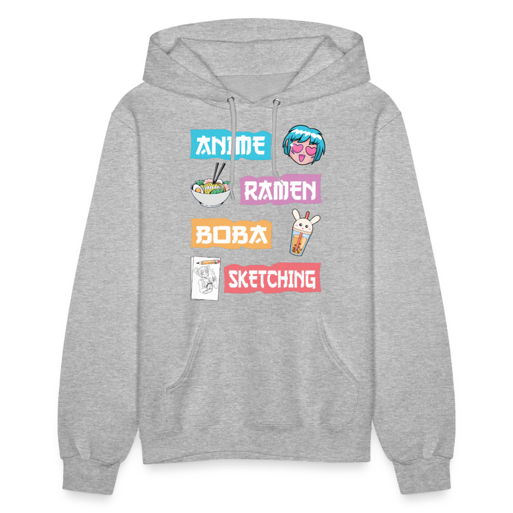 Anime Ramen Boba Sketching Anime Lover Premium Women's Hoodie Sweatshirt - heather gray