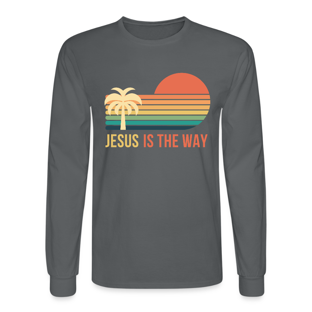 Jesus is the Way Christian Unisex Long Sleeve T-Shirt - charcoal