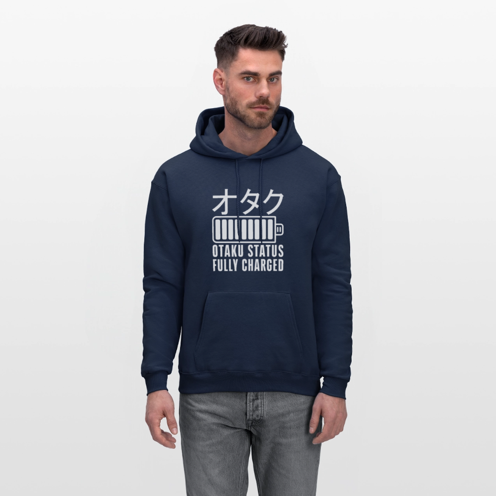 Otaku Status Fully Charged Japanese Anime Premium Unisex Hoodie Sweatshirt - navy