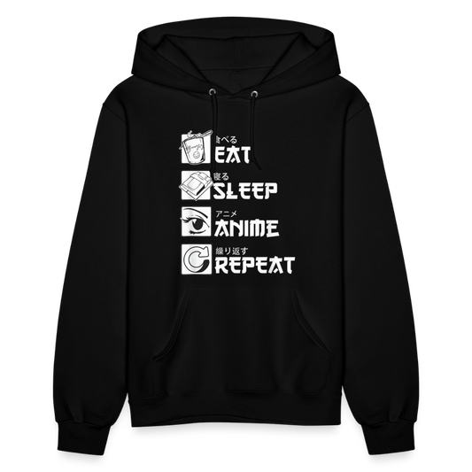 Eat Sleep Anime Repeat Premium Women's Hoodie Sweatshirt - black