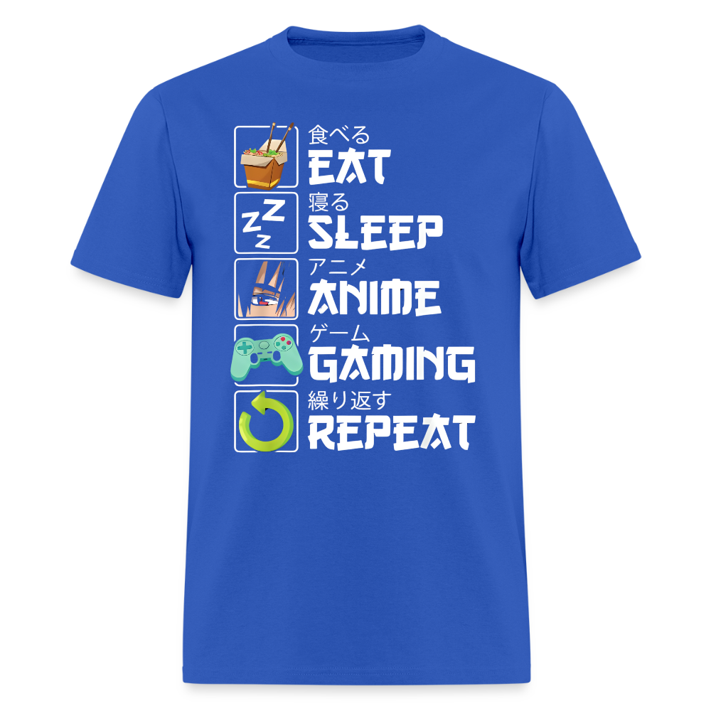 Eat Sleep Anime Gaming Repeat Premium Unisex T-Shirt - royal blue
