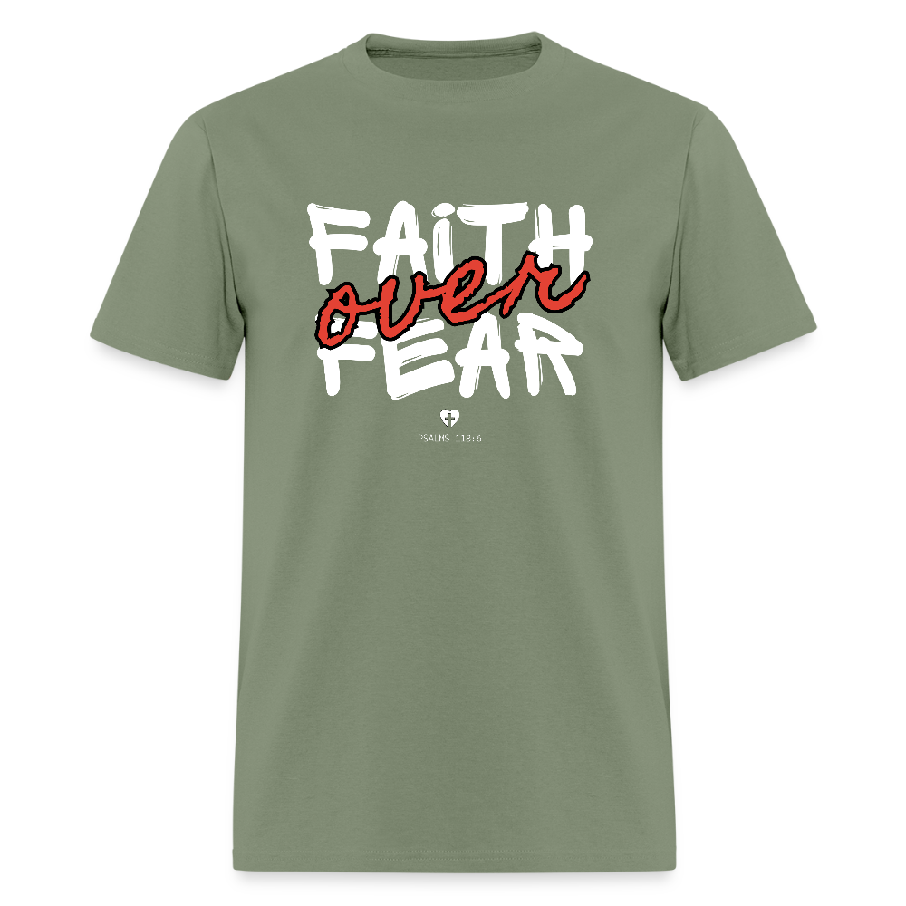 Faith Over Fear Psalms 118:6 Christian Unisex T-Shirt - military green