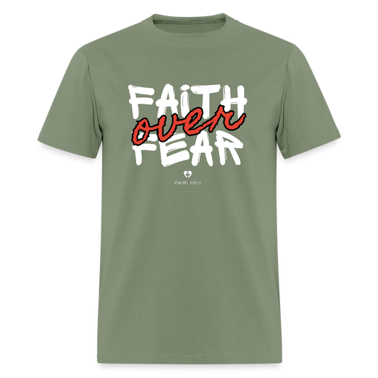 Faith Over Fear Psalms 118:6 Christian Unisex T-Shirt - military green