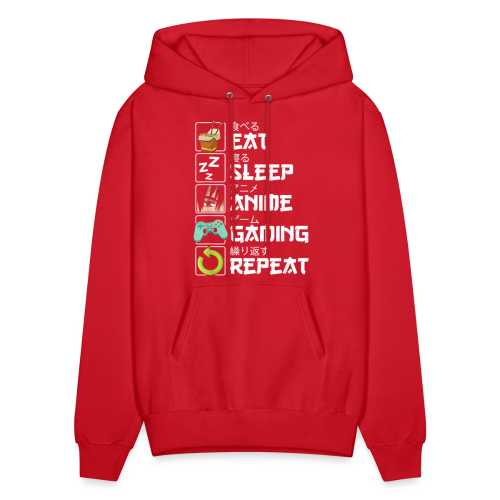Eat Sleep Anime Gaming Repeat Premium Unisex Hoodie Sweatshirt - red