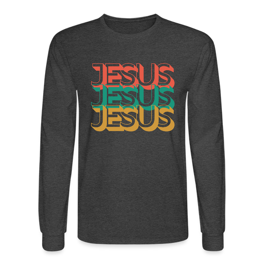 Jesus Jesus Jesus Christian Unisex Long Sleeve T-Shirt - heather black