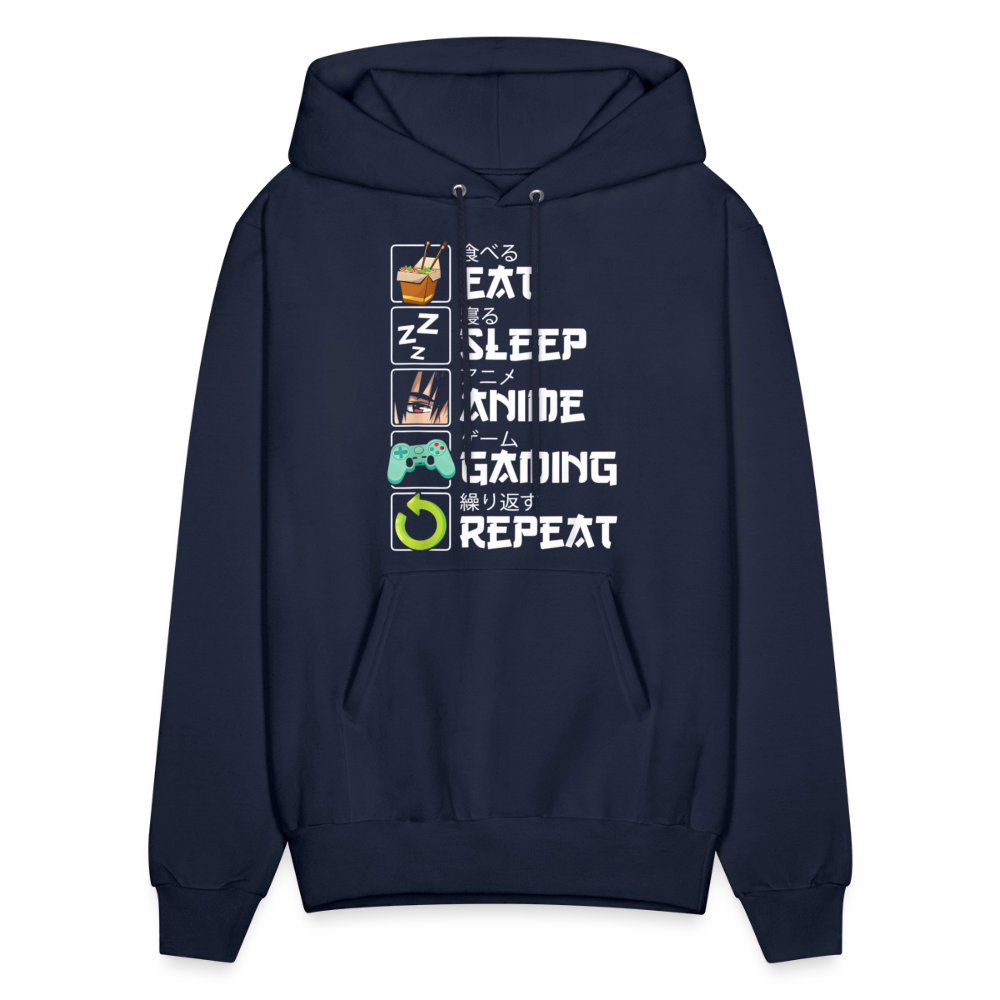 Eat Sleep Anime Gaming Repeat Premium Unisex Hoodie Sweatshirt - navy