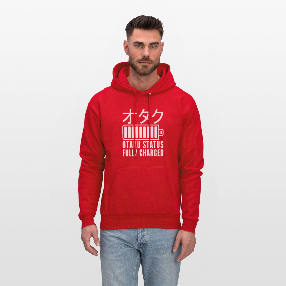 Otaku Status Fully Charged Japanese Anime Premium Unisex Hoodie Sweatshirt - red