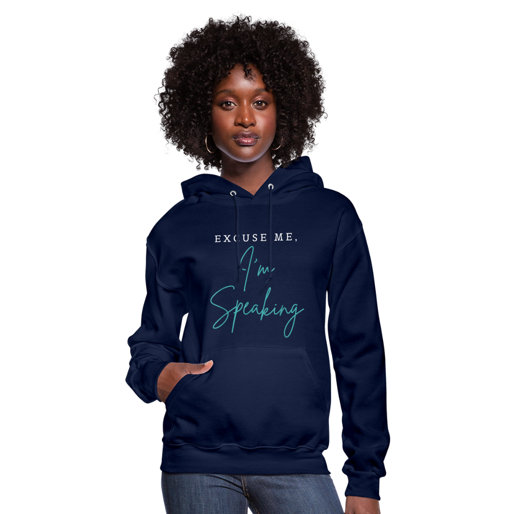 Kamala Harris Excuse Me I'm Speaking President 2024 Women's Hoodie - navy