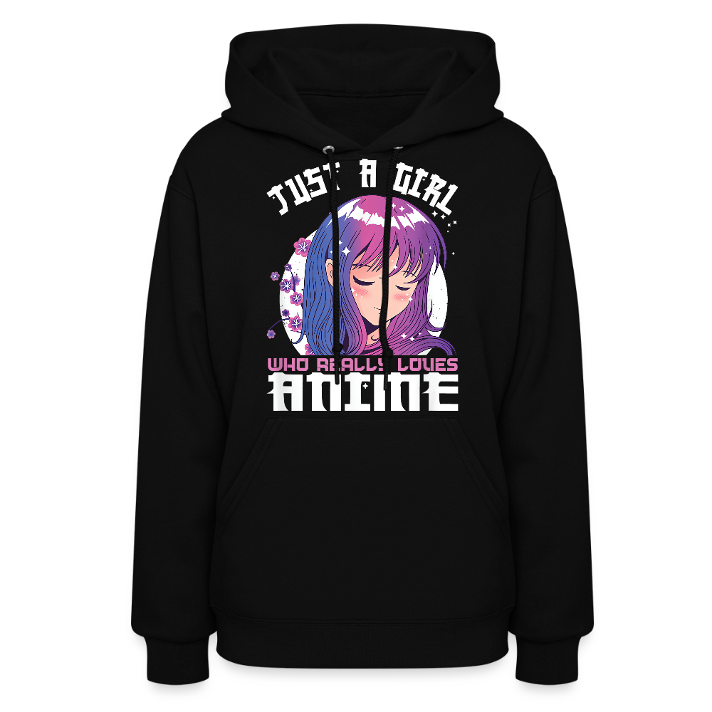 Just A Girl Who Really Loves Anime Premium Women's Hoodie Sweatshirt - black