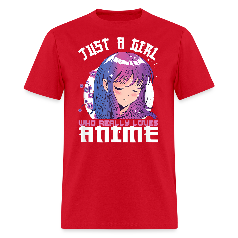 Just A Girl Who Really Loves Anime Premium Unisex T-Shirt - red