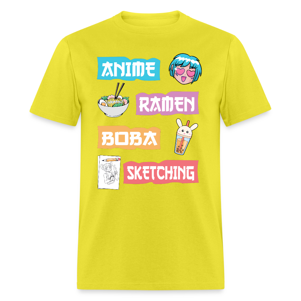 Anime Ramen Boba Sketching Premium Unisex T-Shirt - yellow