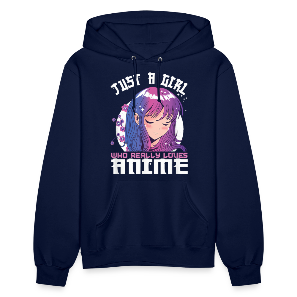 Just A Girl Who Really Loves Anime Premium Women's Hoodie Sweatshirt - navy