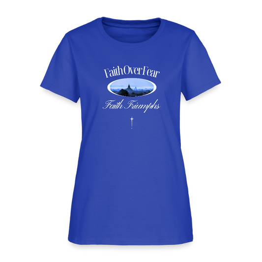 Faith Over Fear Faith Triumphs Christian Women's T-Shirt - royal blue